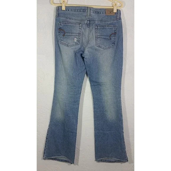American Eagle Outfitters Jeans Size 4 Blue Hipster Distressed Pockets - Picture 2 of 5